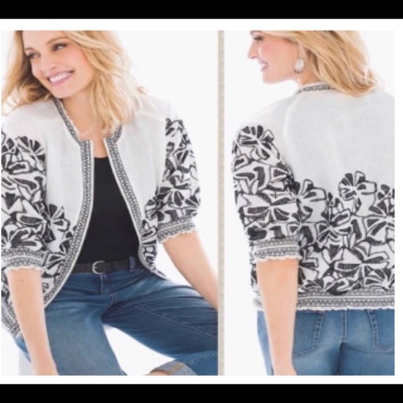 Chico's Jackets & Blazers - Chico’s Linen Embroidered Jacket